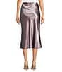 Current Air Satin Shine Pull-On Midi Skirt, Color:Mauve Brown - Image 2