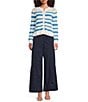 Current Air Striped Knit Crew Neck Long Sleeve Ruffle Hem Button Front Cardigan - Image 3