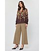 Current Air Woven Floral Print Split V-Neck Long Sleeve Blouse - Image 5