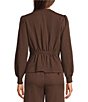 Current Air Woven Twill Split Round Neck Long Sleeve Button Front Top - Image 2