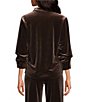 Current Air Woven Velvet Point Collar 3/4 Sleeve Front Button Down Blouse - Image 2
