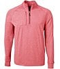 Color:Cardinal Red - Image 1 - Adapt Eco Knit Heathered Men's Quarter Zip Pullover