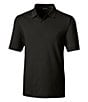 Color:Black - Image 1 - Big & Tall Forge Polo Pencil Stripe Performance Stretch Short-Sleeve Polo Shirt