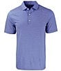 Color:Tour Blue/White - Image 1 - Big & Tall Performance Stretch Forge Eco Double Stripe Short Sleeve Polo Shirt