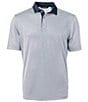 Color:Navy Blue/White - Image 1 - Big & Tall Virtue Eco Pique Micro Stripe Short Sleeve Polo Shirt