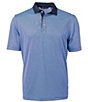 Color:Atlas/Navy Blue - Image 1 - Big & Tall Virtue Eco Pique Micro Stripe Short Sleeve Polo Shirt