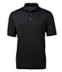 Color:Black - Image 1 - Big & Tall Virtue Eco Pique Tile Print Performance Stretch Short-Sleeve Polo Shirt