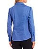Color:French Blue - Image 2 - Epic Easy Care Point Collar Long Sleeve Blouse