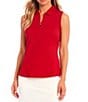Color:Cardinal Red - Image 1 - Forge Stretch Point Collar Zip Neck Sleeveless Polo Top