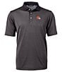 Color:Cleveland Browns Black/Elemental Grey - Image 1 - NFL AFC Eco Pique Performance Stretch Micro Stripe Short Sleeve Polo Shirt