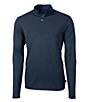 Color:Navy Blue - Image 1 - Virtue Eco Pique Long-Sleeve Quarter-Zip Pullover