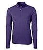 Color:College Purple - Image 1 - Virtue Eco Pique Long-Sleeve Quarter-Zip Pullover