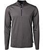 Color:Black/Elementary Grey - Image 1 - Virtue Eco Pique Micro Stripe Men's Quarter Zip Shirt
