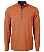 Color:College Orange/Navy - Image 1 - Virtue Eco Pique Micro Stripe Men's Quarter Zip Shirt