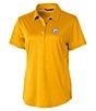 Color:Pittsburgh Steelers College Gold - Image 1 - Women's NFL AFC Prospect Textured Stretch Short Sleeve Polo Shirt
