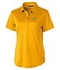 Color:Green Bay Packers College Gold - Image 1 - Women's NFL NFC Prospect Textured Stretch Short Sleeve Polo Shirt