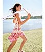 C&V Chelsea & Violet Big Girls 7-16 Tie Shoulder Printed Cupcake Dress, Color:Seashell/Hibiscus - Image 6