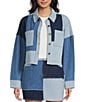 C&V Chelsea & Violet Coordinating Denim Patchwork Jacket, Color:Multi Blue - Image 1