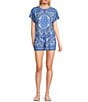 C&V Chelsea & Violet Coordinating Printed Shorts, Color:Blue - Image 3