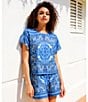 C&V Chelsea & Violet Coordinating Printed Shorts, Color:Blue - Image 5