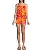 C&V Chelsea & Violet Drawstring Floral Printed Pull On Coordinating Shorts, Color:Hibiscus - Image 3