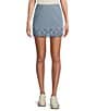 C&V Chelsea & Violet Eyelet Hem Coordinating Denim Mini Skirt, Color:Light Blue - Image 1