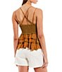 Color:Biscotti/Tan - Image 2 - Floral Print Ruffled Lace Smocked Back Tank Top