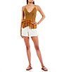 Color:Biscotti/Tan - Image 3 - Floral Print Ruffled Lace Smocked Back Tank Top