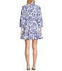 C&V Chelsea & Violet Floral Printed Shirt Dress, Color:Birch Deep Cobalt - Image 2