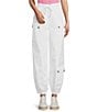 Color:White - Image 1 - High Rise Cargo Jogger Pants