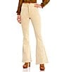 Color:Ivory - Image 1 - High Rise Floral Embroidered Flare Leg Jeans