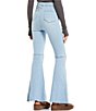 Color:Light Blue - Image 2 - High Rise Raw Edge Flare Jeans