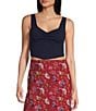 C&V Chelsea & Violet Knit V Hem Tank Top, Color:Deep Navy - Image 1