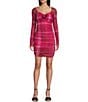 C&V Chelsea & Violet Long Sleeve Plaid Printed Rosette Mesh Dress, Color:Pink - Image 1