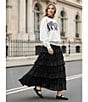 C&V Chelsea & Violet Multi-Layer Ruffle Tiered Maxi Skirt, Color:Black - Image 5