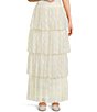 C&V Chelsea & Violet Multi-Layer Ruffle Tiered Maxi Skirt, Color:Ivory - Image 1