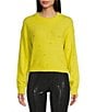 Color:Citron - Image 1 - Rhinestone Encrusted Cropped Sweater