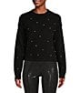 Color:Black - Image 1 - Rhinestone Encrusted Cropped Sweater