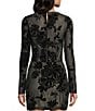 C&V Chelsea & Violet Round Neck Long Sleeve Flocked Mesh Coordinating Corset Top, Color:Black - Image 2