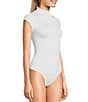 Color:White - Image 1 - Seamless Mock Neck Bodysuit