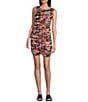 C&V Chelsea & Violet Shirred Tropical Floral Print Mesh Dress, Color:Black Multi - Image 1