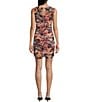 C&V Chelsea & Violet Shirred Tropical Floral Print Mesh Dress, Color:Black Multi - Image 2
