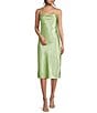 Color:Cool Matcha - Image 1 - Sleeveless Cowl Neck Midi Slip Dress
