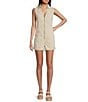 C&V Chelsea & Violet Sleeveless Rolled Hem Denim Romper, Color:Seashell - Image 1