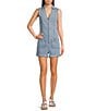 C&V Chelsea & Violet Sleeveless Rolled Hem Denim Romper, Color:Light Blue - Image 1
