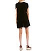 Color:Black - Image 2 - Slit Cap Sleeve V-Neck Pleated Swing Dress