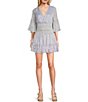 C&V Chelsea & Violet Smock Mini Coordinating Skirt, Color:Cool Indigo White - Image 3