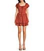 C&V Chelsea & Violet Square Neck Cap Sleeve Drop Waist Mini Dress - Image 1