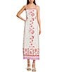 C&V Chelsea & Violet Square Neck Tie Back Printed Maxi Dress, Color:Seashell/Taffy Pin - Image 1