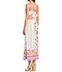 C&V Chelsea & Violet Square Neck Tie Back Printed Maxi Dress, Color:Seashell/Taffy Pin - Image 4